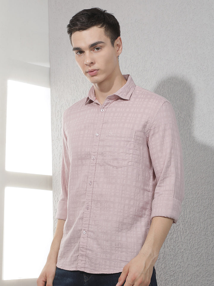 Purple Jacquard 100% Cotton Shirt