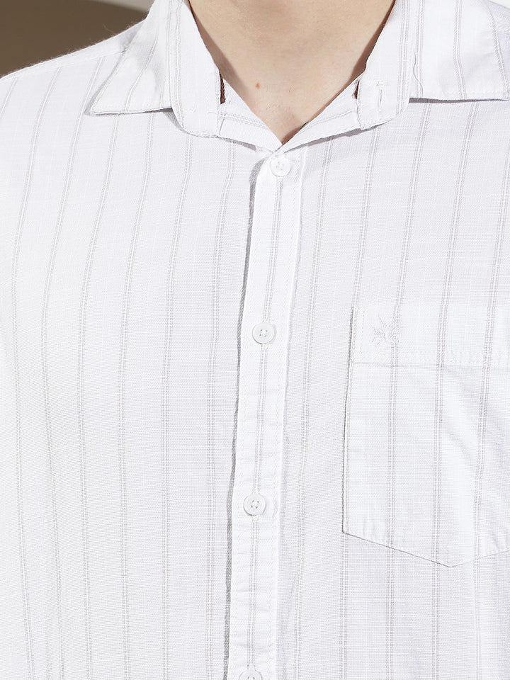 White Vertical Stripes 100% Cotton Shirt