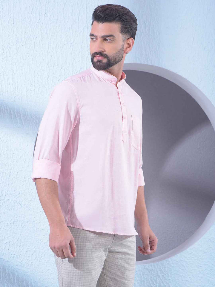 Gentle Blush Pink Linen Kurta