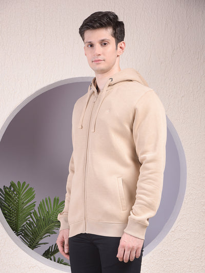 Luxe Beige Hooded Neck Sweatshirt