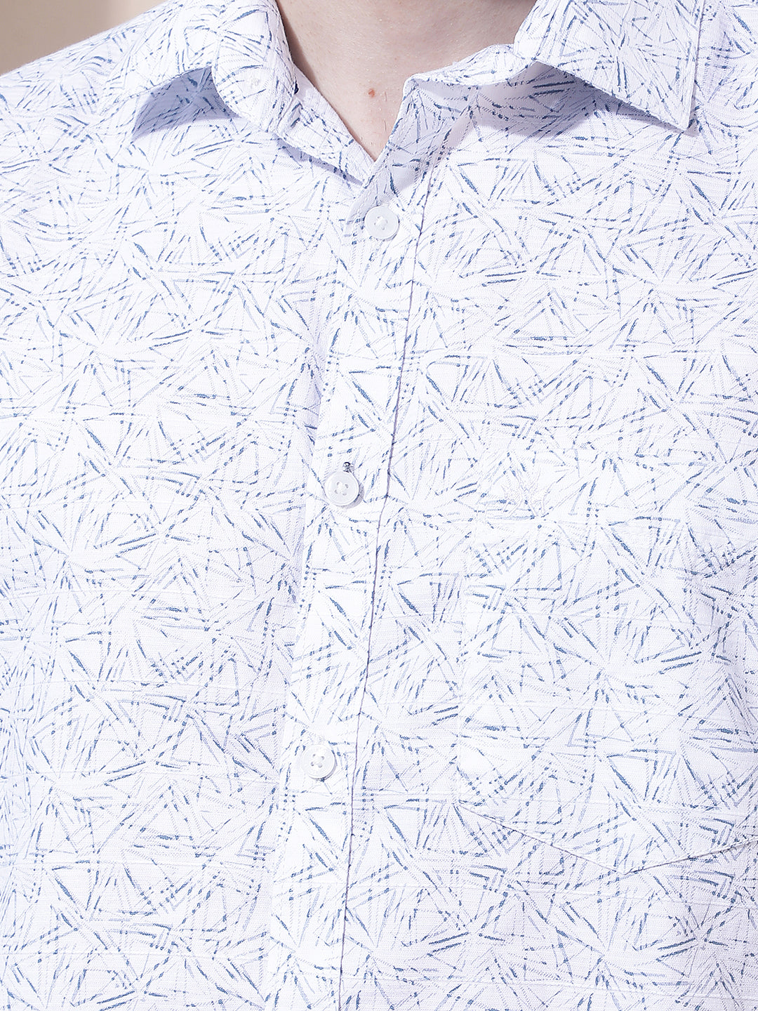Blue Geometric Print 100% Cotton Shirt
