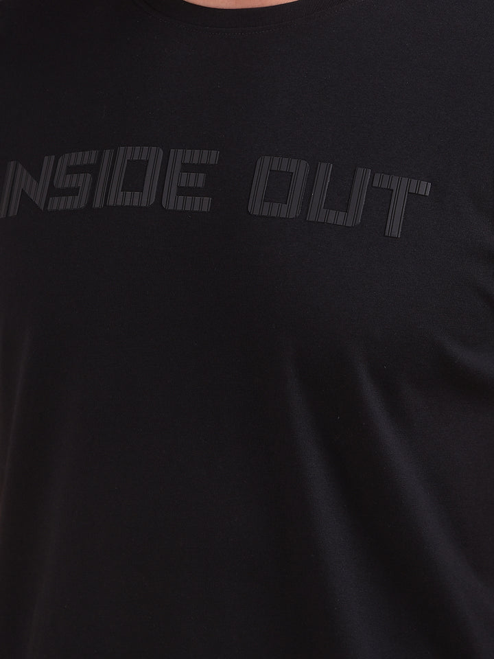 Black Typographic Print T-Shirt