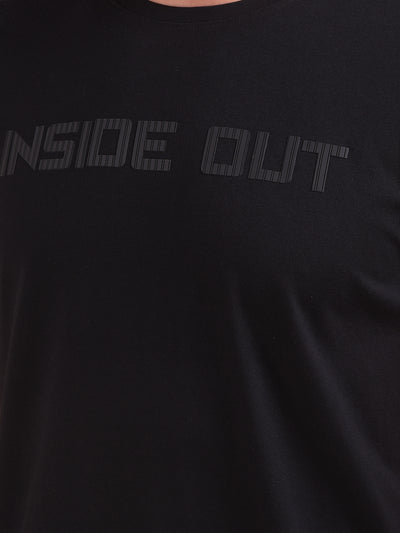 Black Typographic Print T-Shirt