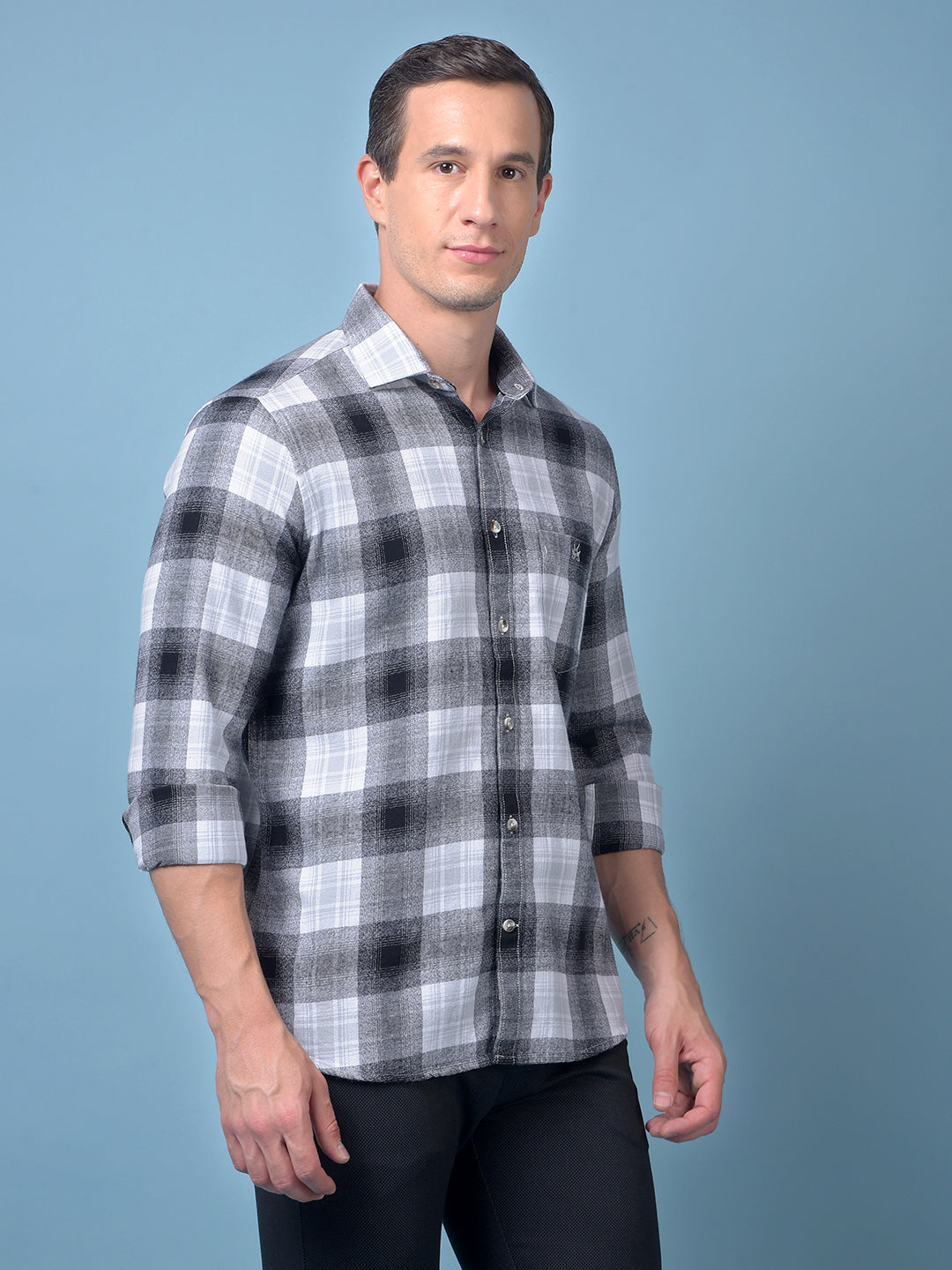 Black Checked 100% Cotton Shirt