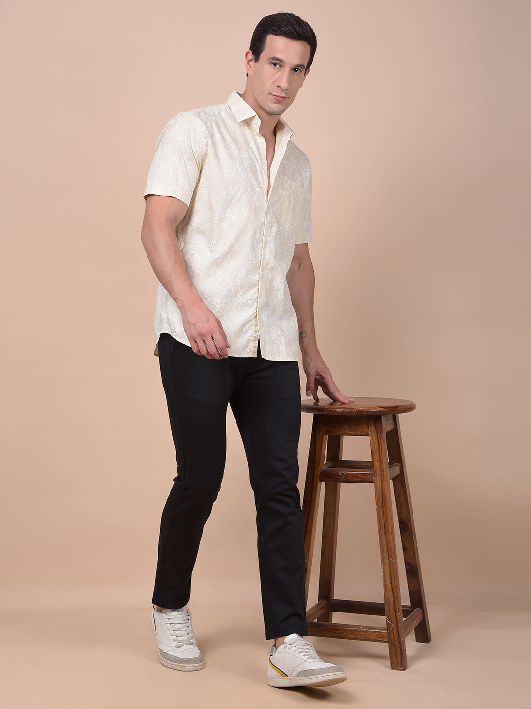 Elevated Beige Printed Shirt