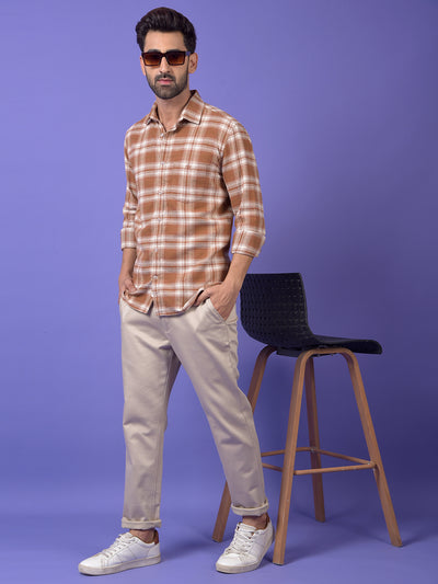 Beige Printed Trousers
