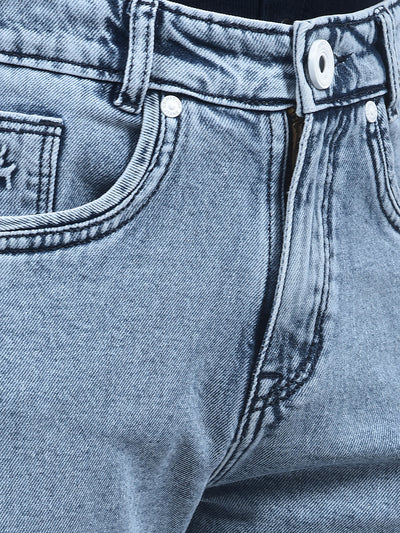 Blue 100% Cotton Straight Cargo Jeans