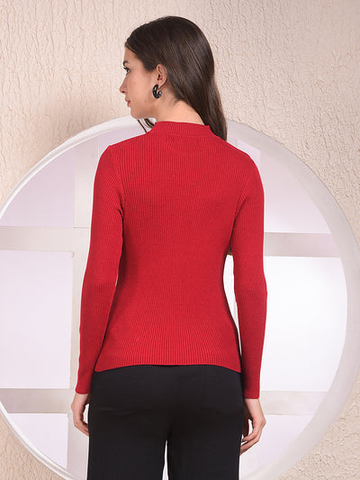 Maroon High Neck Sweater
