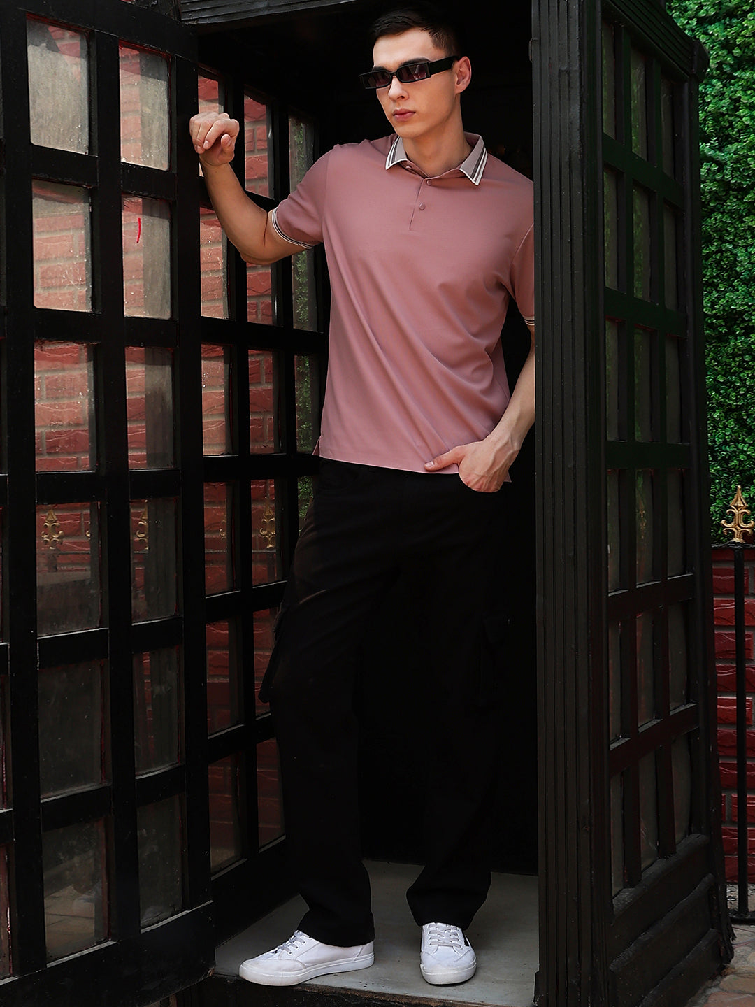 Pink Polo Neck T-Shirt