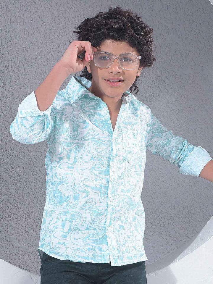 Green Printed 100% Cotton Shirt