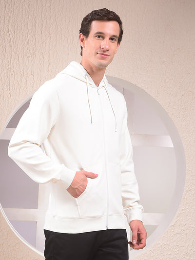 Off White Hooded Neck Sweatshirt