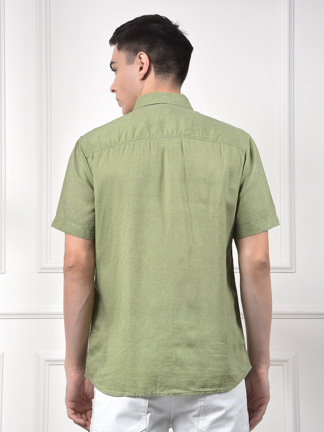 Olive Green Pure Linen Casual Shirt