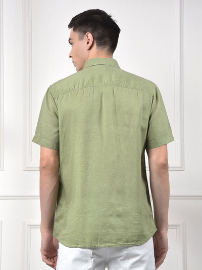 Olive Green Pure Linen Casual Shirt