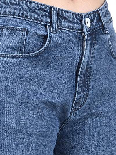 Blue Wide Leg 100% Cotton Cargo Jeans