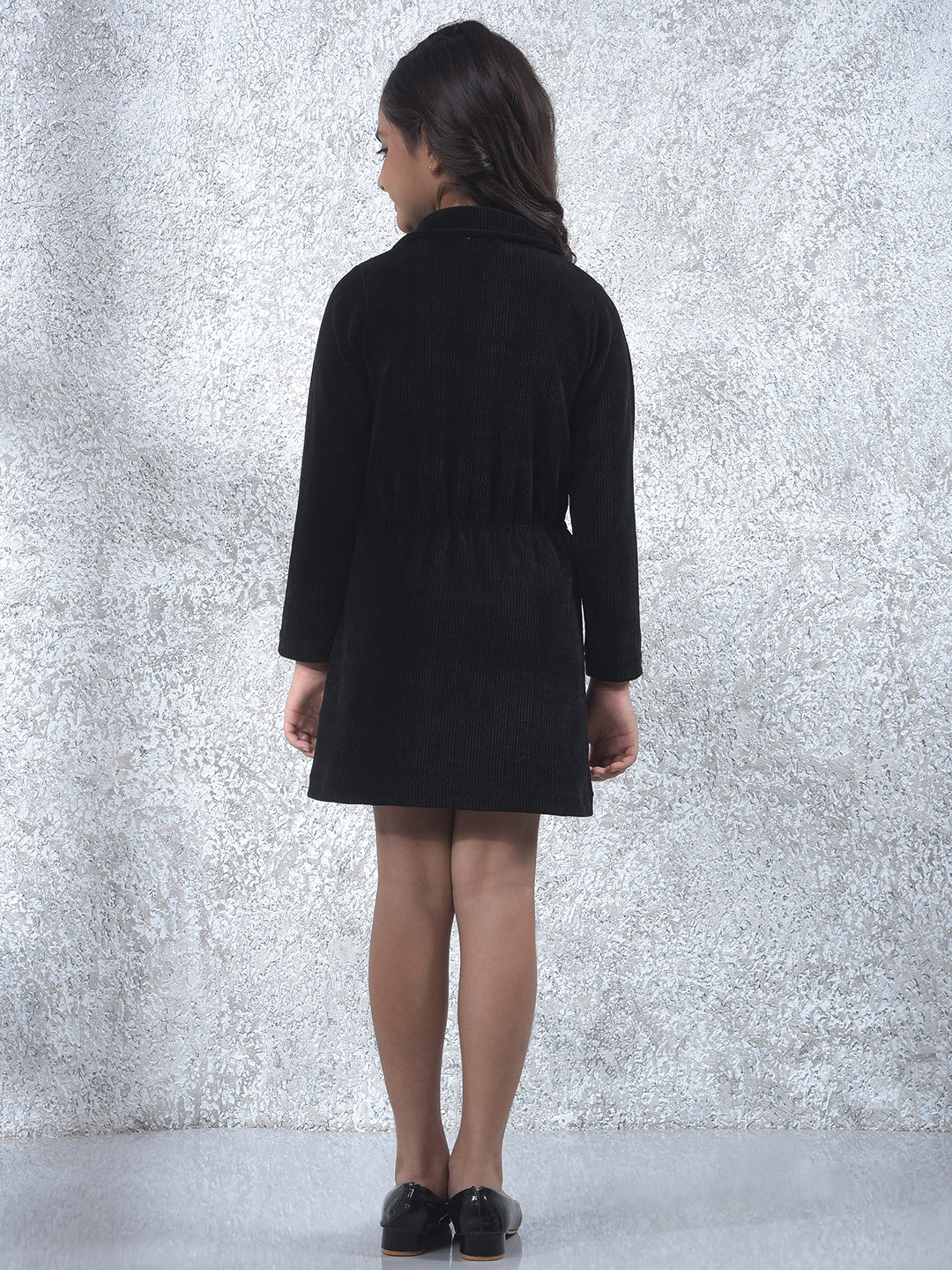 Relaxed Fit Black Corduroy Dress