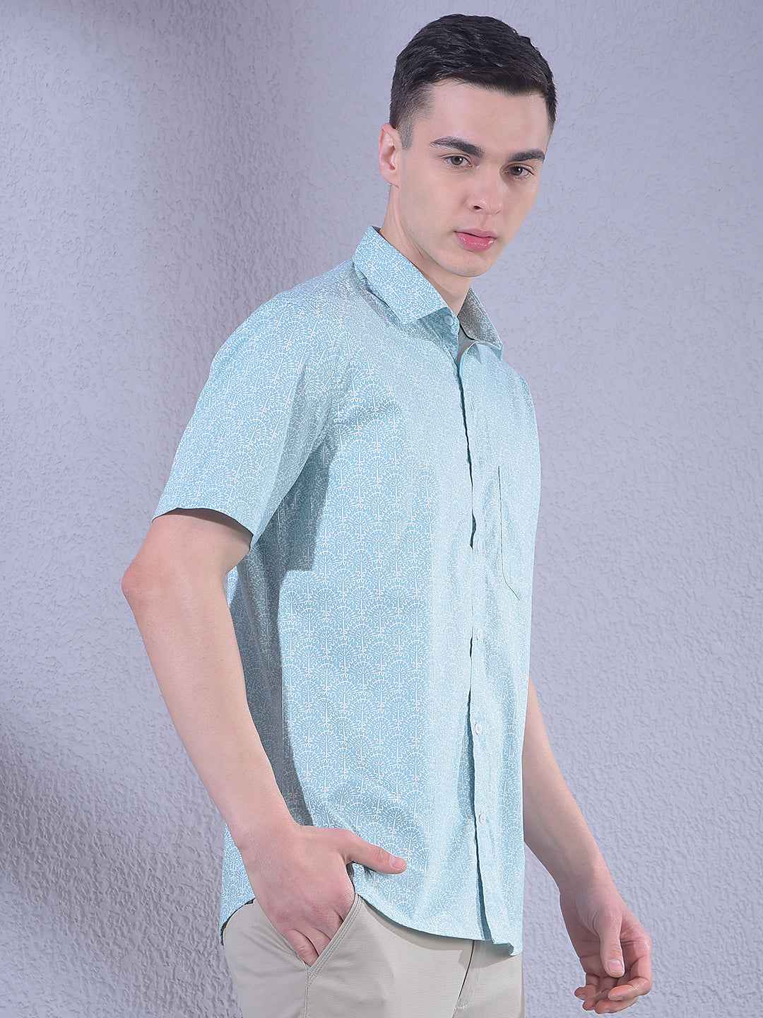 Blue Floral Print Shirt