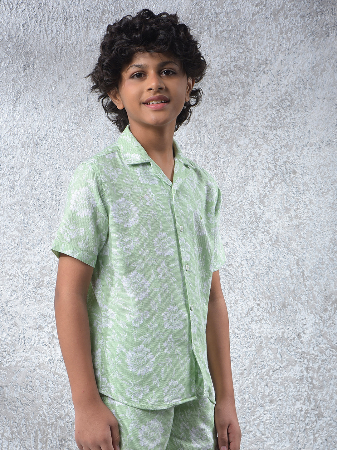 Multi-Color Typographic Print 100% Cotton Cuban Collar Shirt-Boys Shirts-Crimsoune Club