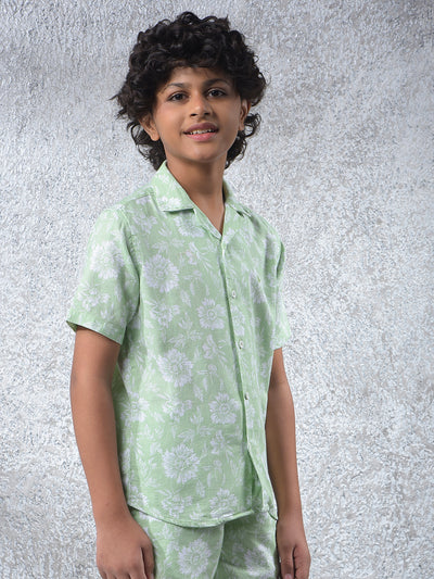 Multi-Color Typographic Print 100% Cotton Cuban Collar Shirt-Boys Shirts-Crimsoune Club