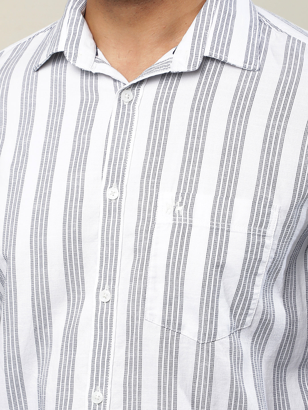 White Vertical Stripes 100% Cotton Shirt