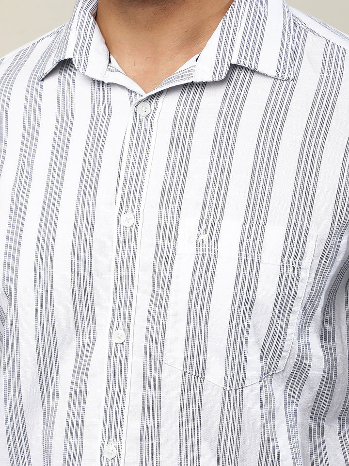 White Vertical Stripes 100% Cotton Shirt