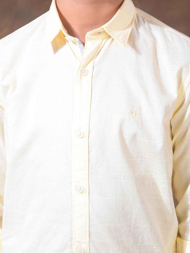 Yellow Textured Linen Shirt