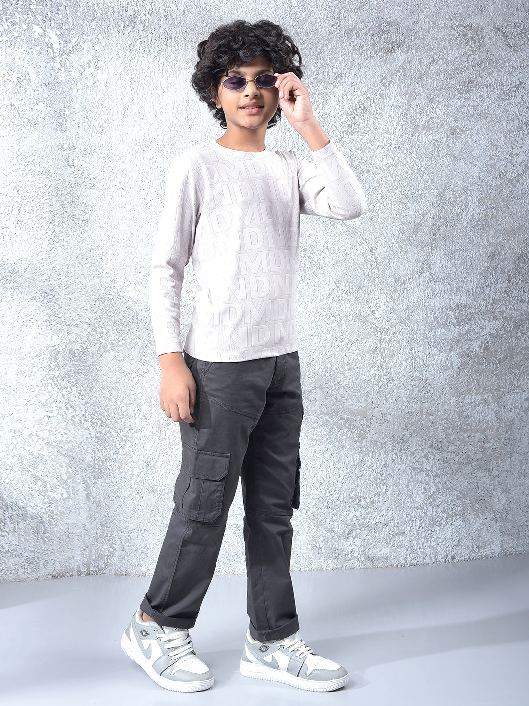 Effortless Look Beige Jacquard T-Shirt