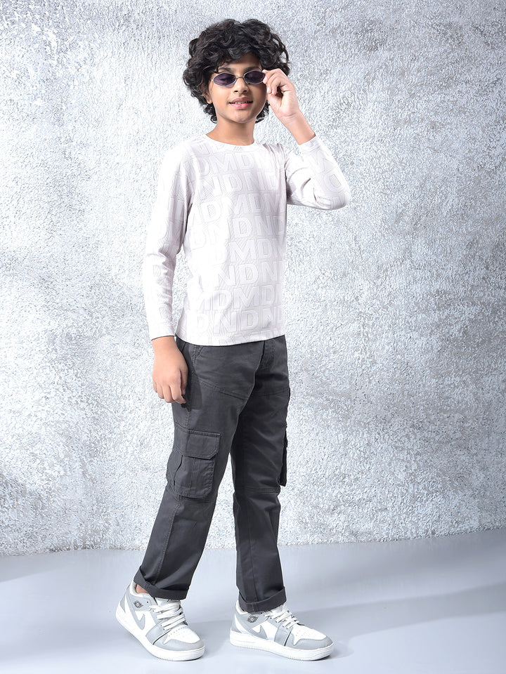 Effortless Look Beige Jacquard T-Shirt