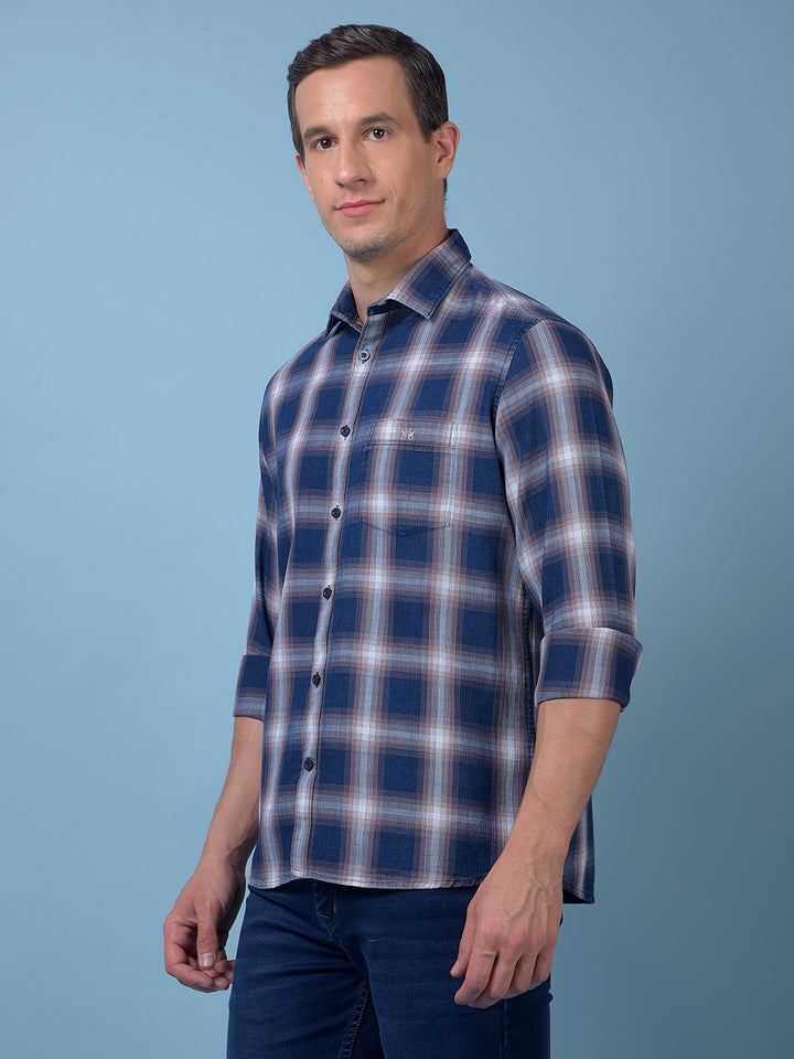 Blue Checked 100% Cotton Shirt