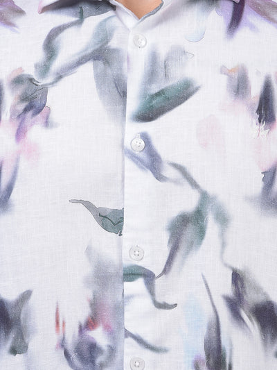 Multi-Color Floral Print Linen Shirt