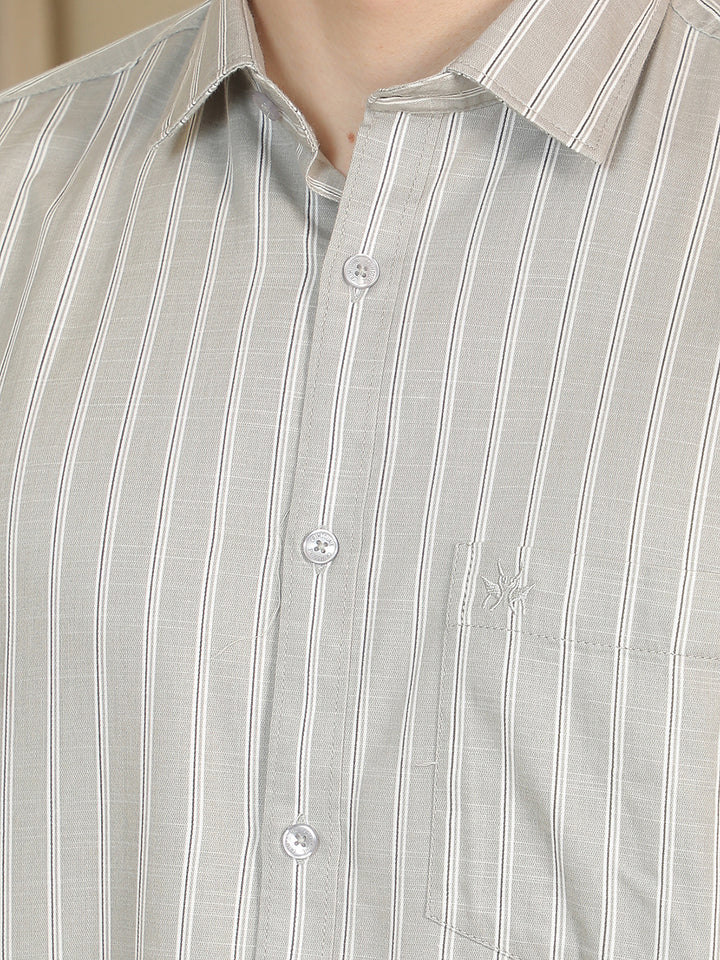 Grey Vertical Striped Shirt