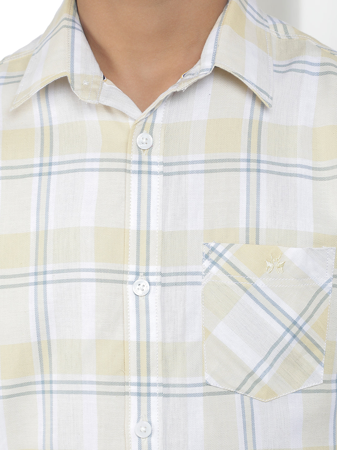 Yellow 100% Cotton Checked Shirt