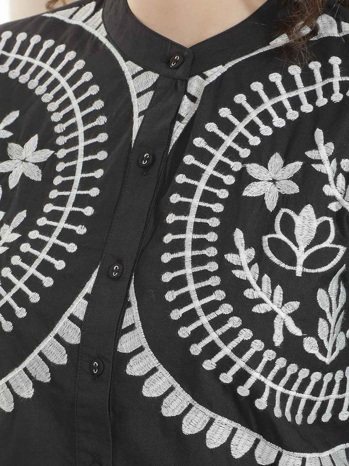 Black 100% Cotton Embroidery Shirt