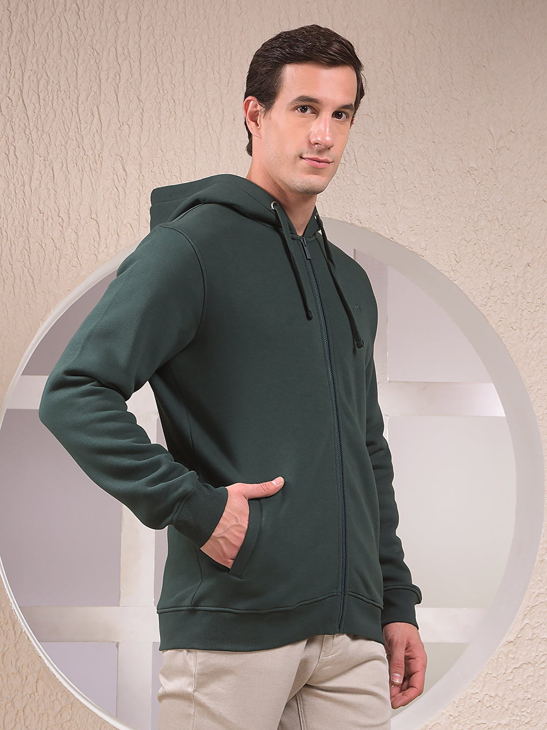 Green Hooded Neck Sweatshirt