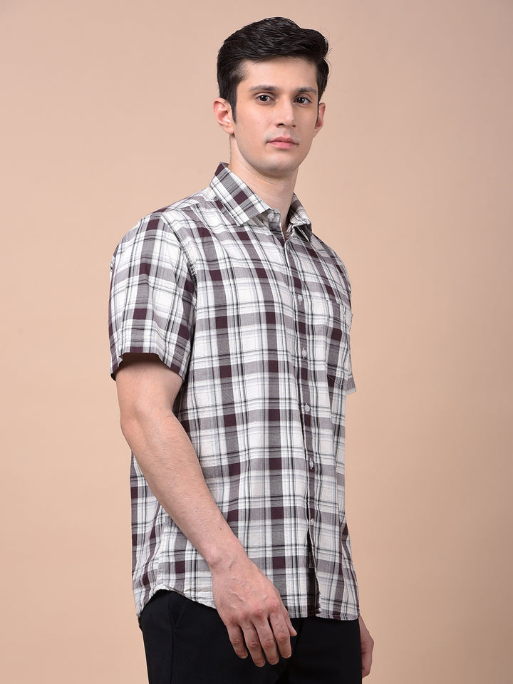 Grey Checked 100% Cotton Shirt