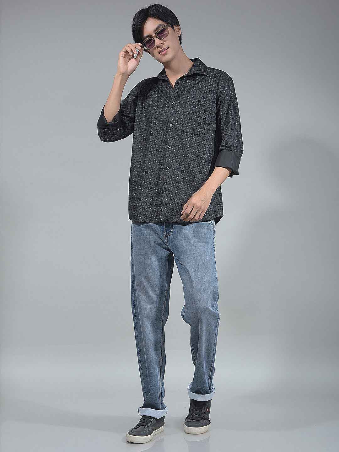 Black Floral Print Shirt