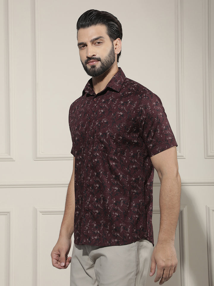 Trendy Maroon Printed Casual Shirt