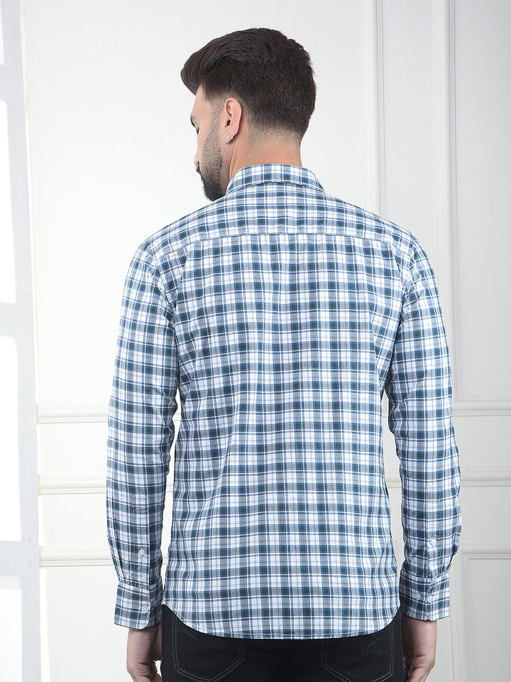 Blue Checked 100% Cotton Shirt