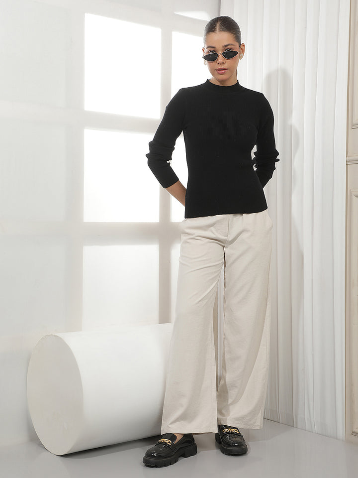 Chic Onyx Black Jacquard Sweater