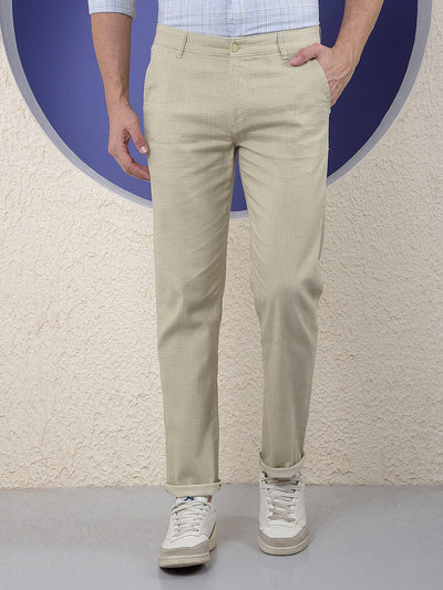 Beige Micro-Check Trouser