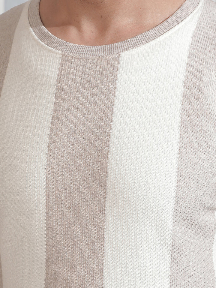 Brown Vertical Striped Sweatshirt