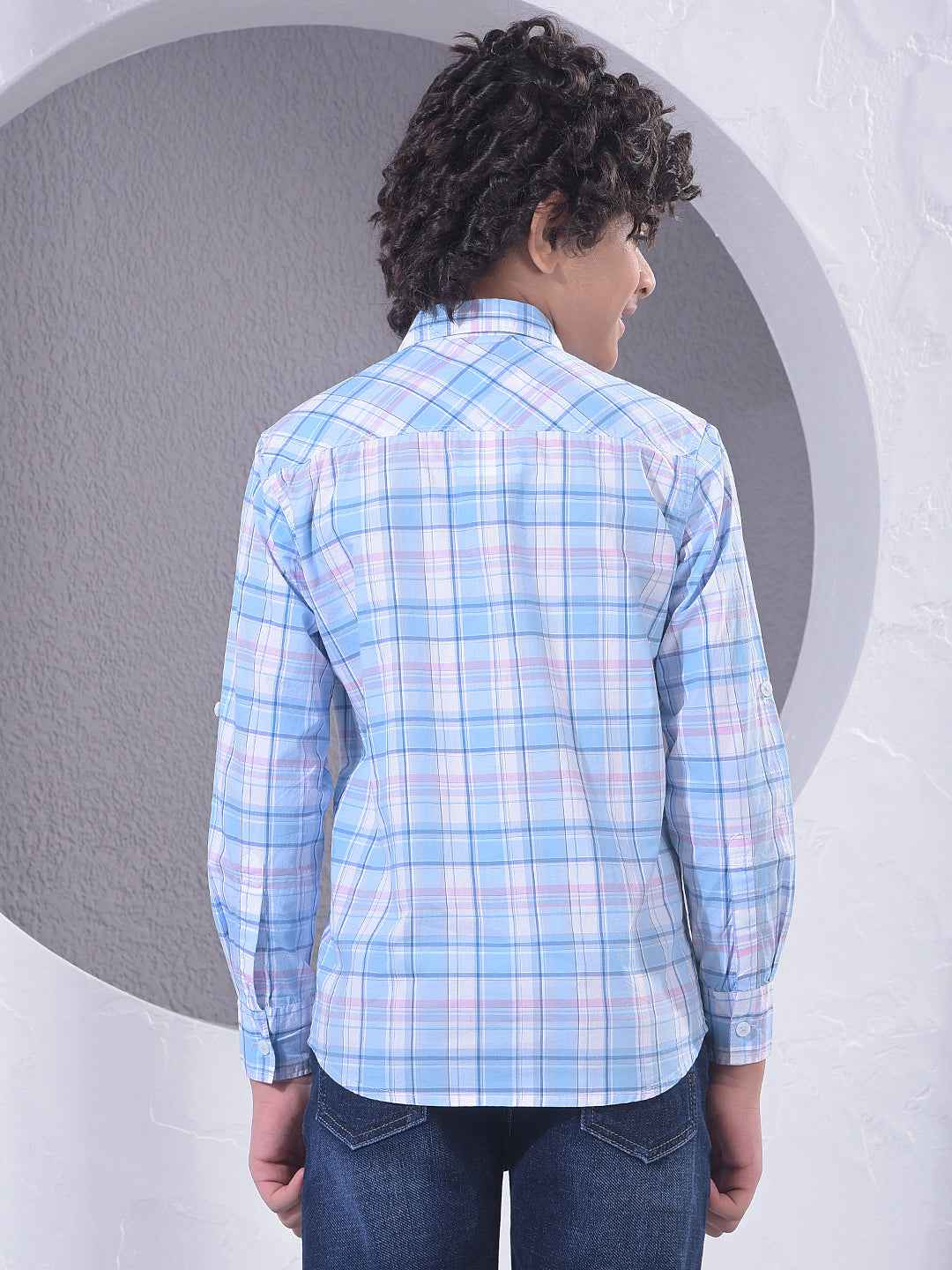 Blue Checked 100% Cotton Shirt