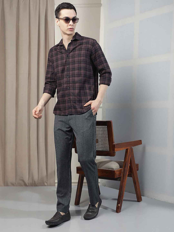 100% Cotton Wine Checked Shirt