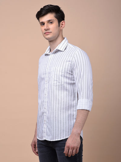 White Vertical Stripes 100% Cotton Shirt