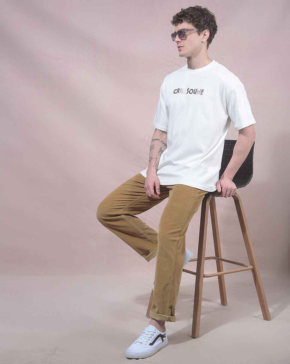 Khaki Straight Corduroy Trousers