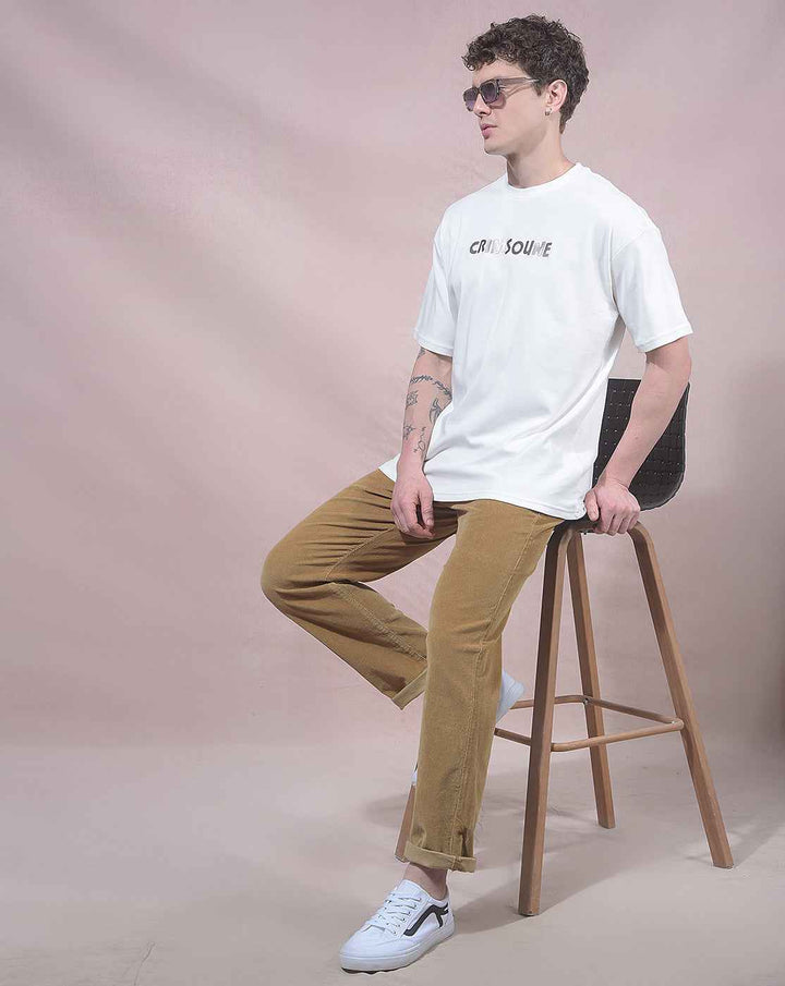 Khaki Straight Corduroy Trousers