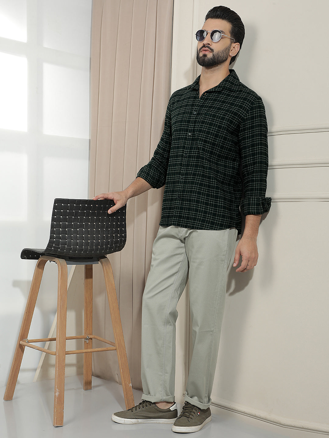 Green Checked 100% cotton Shirt