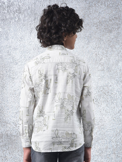 White Floral Print 100% Cotton Kurta