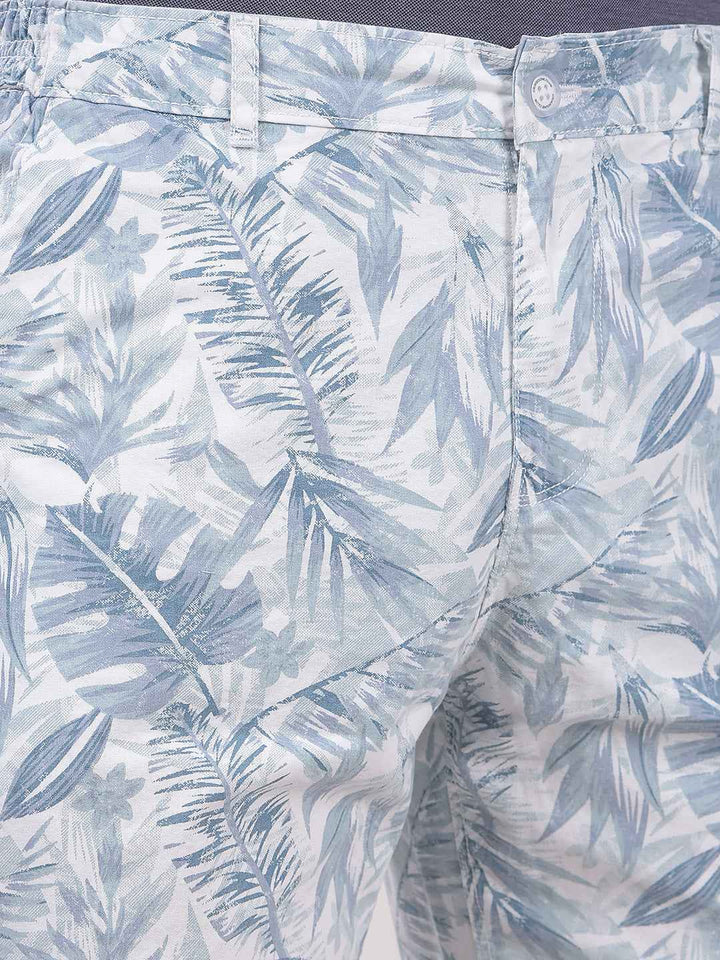 100% Cotton Blue Botanical Print Shorts