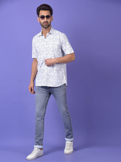 Blue Printed Modal Shirt