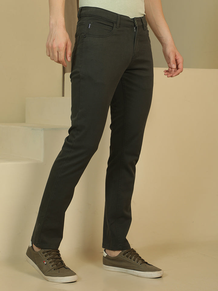 Tailored Earth Olive Dobby Trousers